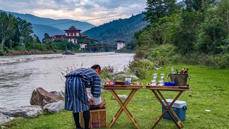 Evening tea by the riverside