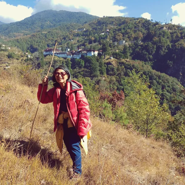 Solo traveler from Korea hiking through Bhutan