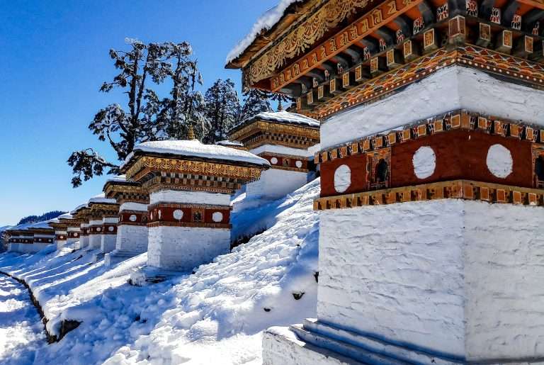 Dochula Pass covered by snow