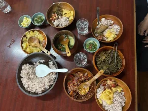 Bhutanese Cuisine Ema Datshi and Red Rice