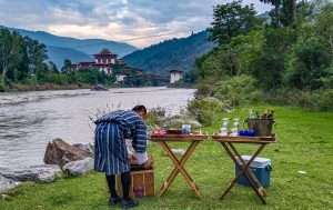 Evening Tea/Cocktail - View of the Punakha Dzong