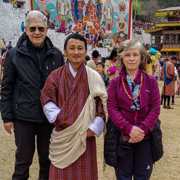 Couple from France at last day of Paro Tshechu
